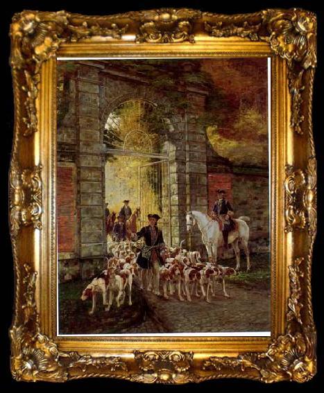 framed  unknow artist Classical hunting fox, Equestrian and Beautiful Horses, 227., ta009-2